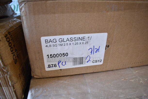 PALLET LOT of 28 BRAND NEW Boxes Including 1500050 Kari-Out Company 1/4 lb. Square Glassine Bag - 1000/Case, 5008W Choice 8 oz. Tall White Poly Paper Hot Cup - 1000/Case, 3 Box 127RD8BULK Choice 8 oz. Customizable Microwavable Translucent Round Deli Container - 500/Case, 2 Box 395RP09 EcoChoice Compostable Sugarcane / Bagasse 9" Plate - 500/Case, 50012C Choice 12 oz. Coffee Print Poly Paper Hot Cup - 1000/Case, 43309HCAKE Choice 9" High Dome Cake Display Container, 130LID12 Visions 12" Clear PET Plastic Round Catering Tray High Dome Lid, 612LOB1LB Choice Oblong Foil-Laminated Board Lid for 1 lb. Foil Take-Out Container - 1000/Case, 966TALLFLDB Choice White Tall-Fold 6" x 13" Dispenser Napkin - 8000/Case, 347RTB3BK Choice 2.5 oz. Black Round Plastic Mini Bowl - 200/Case, 3 Box 128HD8COMBO  ChoiceHD 8 oz. Microwavable Translucent Plastic Deli Container and Lid Combo Pack - 240/Case, 129MCS242CB Choice 30 oz. Black 8 3/4" x 6" x 2 3/4" 2-Compartment Rectangular Microwavable Heavy Weight Container with Lid - 150/Case, 245CPB14 PRINT Pizza Boxes, 2 Boxes Cambro PSB8176 1.67 Qt. Pebbled Serving/Salad Bowl. 28 Times Your Bid! - Image 3 of 12