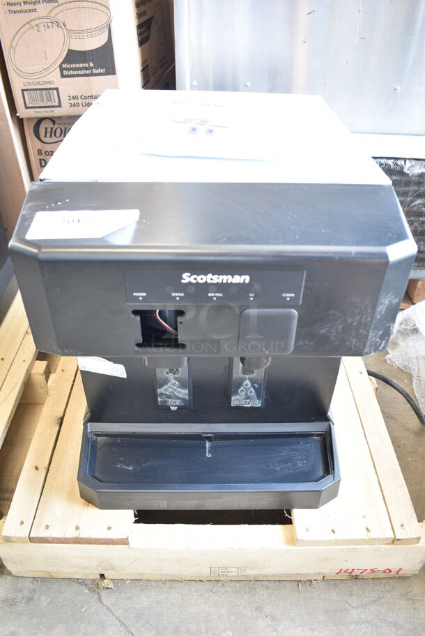 BRAND NEW SCRATCH AND DENT! 2024 Scotsman HID207AX-1A Meridian Compact Nugget Ice Machine with 7 lb. Bin, Touch-Free Ice and Water Dispensing. 115 Volts, 1 Phase.  - Image 2 of 6