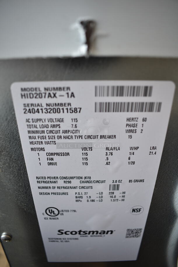 BRAND NEW SCRATCH AND DENT! 2024 Scotsman HID207AX-1A Meridian Compact Nugget Ice Machine with 7 lb. Bin, Touch-Free Ice and Water Dispensing. 115 Volts, 1 Phase.  - Image 6 of 6