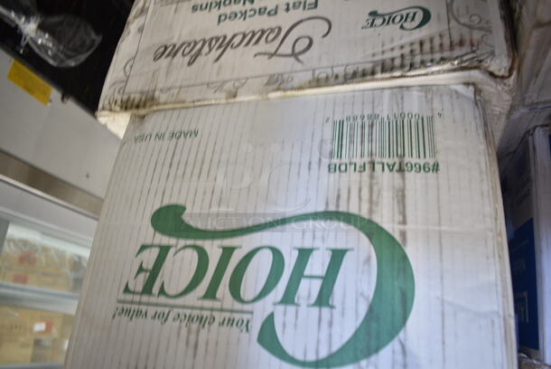 PALLET LOT of 25 BRAND NEW Boxes Including 346WKFSNM Choice Medium Weight White Wrapped Plastic Cutlery Set with Napkin - 250/Case, 966TALLFLDB Choice White Tall-Fold 6" x 13" Dispenser Napkin - 8000/Case, 2 Box 129MCR38B Choice 38 oz. Black Round Microwavable Heavy Weight Container with Lid - 150/Case, 2 Box Choice Neon Jumbo Straws, 127P325B Choice 3.25 oz. Black Plastic Souffle Cup / Portion Cup - 2500/Case, 500TW7 Choice 7 oz. Translucent Thin Wall Plastic Cold Cup - 2500/Case, 3946203XL Lavex Pro Nitrile Orange 6 Mil Heavy-Duty Powder-Free Diamond-Textured Gloves - Extra Large - 1000/Case, 63055-0075 12" Catering Tray, 5008C Choice 8 oz. Tall Coffee Print Poly Paper Hot Cup - 1000/Case, Choice #4 Paper Food Containers, 130HBKCUTFW Choice Black Heavy Weight Wrapped Plastic Fork - 1000/Case. 25 Times Your Bid!  - Image 4 of 12
