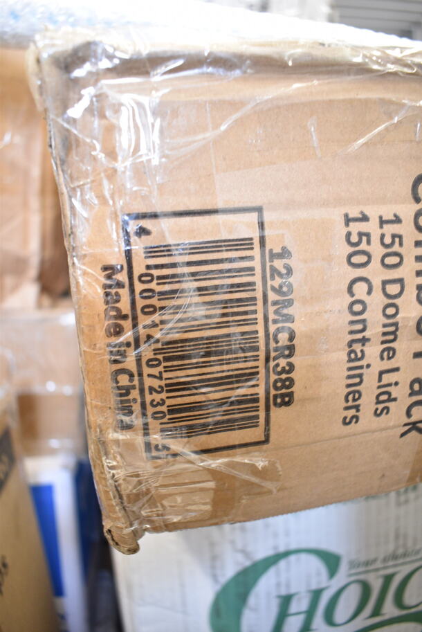 PALLET LOT of 25 BRAND NEW Boxes Including 346WKFSNM Choice Medium Weight White Wrapped Plastic Cutlery Set with Napkin - 250/Case, 966TALLFLDB Choice White Tall-Fold 6" x 13" Dispenser Napkin - 8000/Case, 2 Box 129MCR38B Choice 38 oz. Black Round Microwavable Heavy Weight Container with Lid - 150/Case, 2 Box Choice Neon Jumbo Straws, 127P325B Choice 3.25 oz. Black Plastic Souffle Cup / Portion Cup - 2500/Case, 500TW7 Choice 7 oz. Translucent Thin Wall Plastic Cold Cup - 2500/Case, 3946203XL Lavex Pro Nitrile Orange 6 Mil Heavy-Duty Powder-Free Diamond-Textured Gloves - Extra Large - 1000/Case, 63055-0075 12" Catering Tray, 5008C Choice 8 oz. Tall Coffee Print Poly Paper Hot Cup - 1000/Case, Choice #4 Paper Food Containers, 130HBKCUTFW Choice Black Heavy Weight Wrapped Plastic Fork - 1000/Case. 25 Times Your Bid!  - Image 5 of 12