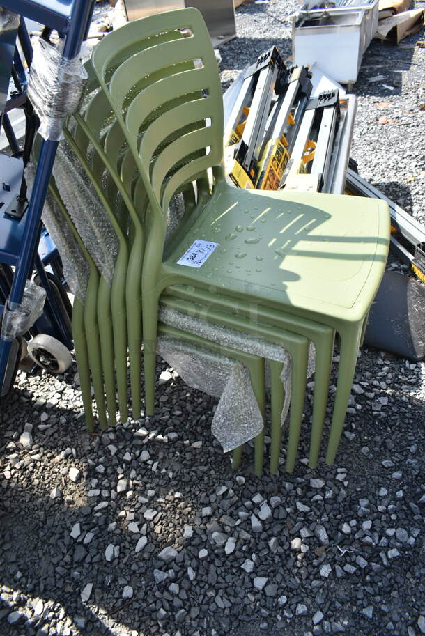 6 BRAND NEW SCRATCH AND DENT! Green Poly Outdoor Dining Height Chair. 6 Times Your Bid! - Image 3 of 4