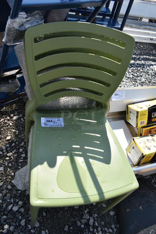 6 BRAND NEW SCRATCH AND DENT! Green Poly Outdoor Dining Height Chair. 6 Times Your Bid! - Image 4 of 4