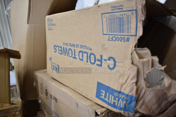 PALLET LOT of 50 BRAND NEW Boxes Including 4 Box 130BSSPOON Choice Medium Weight Black Plastic Soup Spoon - 1000/Case, 394365XL Noble Products Powder-Free Disposable Clear Vinyl Gloves for Foodservice - Extra Large - 1000/Case, 346BKFSNM Choice Medium Weight Black Wrapped Plastic Cutlery Set with Napkin - 250/Case, 127RD12BULK Choice 12 oz. Customizable Microwavable Translucent Round Deli Container - 500/Case, 500CFT White Premium C-Fold Towel - 2200/Case,2 Box 612FS1212 Choice Half Size Foil Steam Table Pan Shallow 1 1/2" Depth - 100/Case, 3 Box 129MCR24W Choice 24 oz. White 7 1/4" Round Microwavable Heavy Weight Container with Lid - 150/Case, Creative Converting 703147 82" Cobalt Blue OctyRound Disposable Plastic Table Cover - 12/Case, 612OB225LB Choice 2.25 lb. Oblong Foil Take-Out Container - 500/Case, 394325L Noble NexGen Powder-Free Disposable Blue Hybrid 3 Mil Thick Gloves - Large - 1000/Case, 433NACHOS Carnival King Small Clear 2 Compartment Plastic Nacho Tray - 500/Case, 2 Box 50020W Choice 20 oz. White Poly Paper Hot Cup - 600/Case, 500TO1183C2 Choice 11" x 8 1/2" x 3" Microwaveable 2-Compartment Black / Clear Plastic Hinged Container - 100/Case, Cambro 36CW148 Camwear 1/3 Size White Polycarbonate Food Pan - 6" Deep. 50 Times Your Bid!   - Image 6 of 12