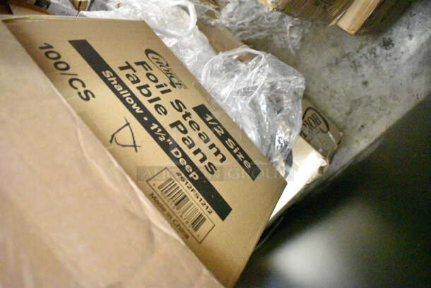 PALLET LOT of 50 BRAND NEW Boxes Including 4 Box 130BSSPOON Choice Medium Weight Black Plastic Soup Spoon - 1000/Case, 394365XL Noble Products Powder-Free Disposable Clear Vinyl Gloves for Foodservice - Extra Large - 1000/Case, 346BKFSNM Choice Medium Weight Black Wrapped Plastic Cutlery Set with Napkin - 250/Case, 127RD12BULK Choice 12 oz. Customizable Microwavable Translucent Round Deli Container - 500/Case, 500CFT White Premium C-Fold Towel - 2200/Case,2 Box 612FS1212 Choice Half Size Foil Steam Table Pan Shallow 1 1/2" Depth - 100/Case, 3 Box 129MCR24W Choice 24 oz. White 7 1/4" Round Microwavable Heavy Weight Container with Lid - 150/Case, Creative Converting 703147 82" Cobalt Blue OctyRound Disposable Plastic Table Cover - 12/Case, 612OB225LB Choice 2.25 lb. Oblong Foil Take-Out Container - 500/Case, 394325L Noble NexGen Powder-Free Disposable Blue Hybrid 3 Mil Thick Gloves - Large - 1000/Case, 433NACHOS Carnival King Small Clear 2 Compartment Plastic Nacho Tray - 500/Case, 2 Box 50020W Choice 20 oz. White Poly Paper Hot Cup - 600/Case, 500TO1183C2 Choice 11" x 8 1/2" x 3" Microwaveable 2-Compartment Black / Clear Plastic Hinged Container - 100/Case, Cambro 36CW148 Camwear 1/3 Size White Polycarbonate Food Pan - 6" Deep. 50 Times Your Bid!   - Image 7 of 12