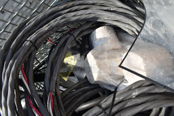 ALL ONE MONEY! Lot of Metal Wire Bin w/ Contents Including Wiring, Spray Bottle, Parts. - Image 4 of 12