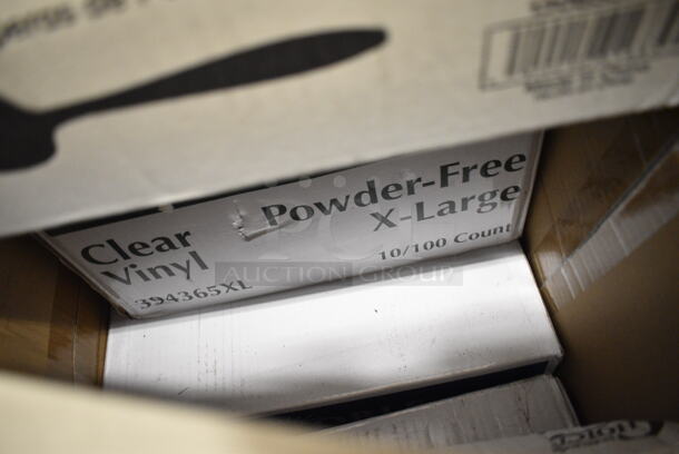 PALLET LOT of 50 BRAND NEW Boxes Including 4 Box 130BSSPOON Choice Medium Weight Black Plastic Soup Spoon - 1000/Case, 394365XL Noble Products Powder-Free Disposable Clear Vinyl Gloves for Foodservice - Extra Large - 1000/Case, 346BKFSNM Choice Medium Weight Black Wrapped Plastic Cutlery Set with Napkin - 250/Case, 127RD12BULK Choice 12 oz. Customizable Microwavable Translucent Round Deli Container - 500/Case, 500CFT White Premium C-Fold Towel - 2200/Case,2 Box 612FS1212 Choice Half Size Foil Steam Table Pan Shallow 1 1/2" Depth - 100/Case, 3 Box 129MCR24W Choice 24 oz. White 7 1/4" Round Microwavable Heavy Weight Container with Lid - 150/Case, Creative Converting 703147 82" Cobalt Blue OctyRound Disposable Plastic Table Cover - 12/Case, 612OB225LB Choice 2.25 lb. Oblong Foil Take-Out Container - 500/Case, 394325L Noble NexGen Powder-Free Disposable Blue Hybrid 3 Mil Thick Gloves - Large - 1000/Case, 433NACHOS Carnival King Small Clear 2 Compartment Plastic Nacho Tray - 500/Case, 2 Box 50020W Choice 20 oz. White Poly Paper Hot Cup - 600/Case, 500TO1183C2 Choice 11" x 8 1/2" x 3" Microwaveable 2-Compartment Black / Clear Plastic Hinged Container - 100/Case, Cambro 36CW148 Camwear 1/3 Size White Polycarbonate Food Pan - 6" Deep. 50 Times Your Bid!   - Image 11 of 12