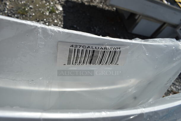 4 Various BRAND NEW SCRATCH AND DENT! Seating; Blue Tolix Style Bar Stool, Gray Tolix Style Bar Stool and 2 Lancaster Table & Seating 427CALUARMWH White Powder Coated Aluminum Outdoor Arm Chair. 4 Times Your Bid! - Image 4 of 5