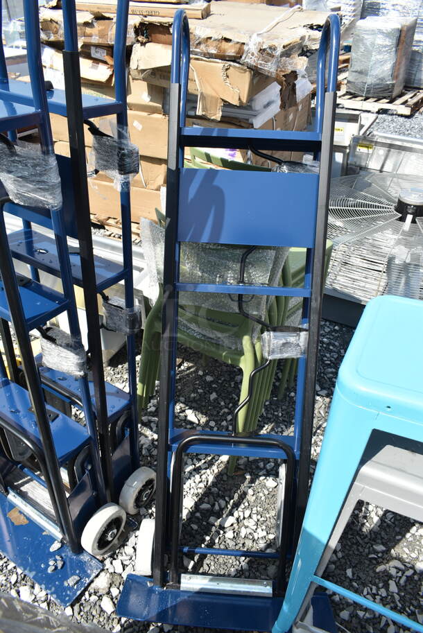 2 BRAND NEW SCRATCH AND DENT! Lavex 257AP0038-L01 600 lb. Blue Appliance Hand Truck with 6" x 2" Thermoplastic Rubber Wheels. 2 Times Your Bid! - Image 3 of 5
