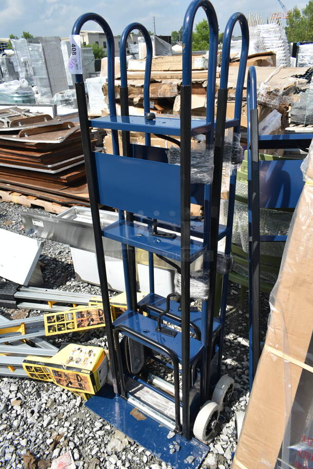 2 BRAND NEW SCRATCH AND DENT! Lavex 257AP0038-L01 600 lb. Blue Appliance Hand Truck with 6" x 2" Thermoplastic Rubber Wheels. 2 Times Your Bid! - Image 2 of 4