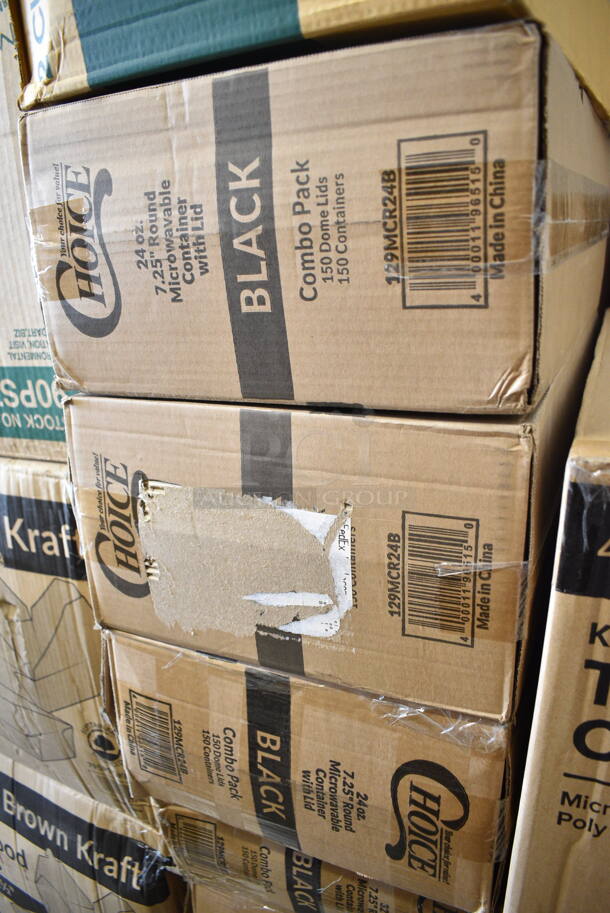 PALLET LOT of 28 BRAND NEW Boxes Including 2 Box 500CC20 Choice Clear PET Customizable Plastic Cold Cup - 20 oz. - 600/Case, 50020W Choice 20 oz. White Poly Paper Hot Cup - 600/Case, 795KFT44RNPE Choice 44 oz. Round Kraft PE-Lined Microwavable Take-Out Container 7 5/16" x 2 5/8" - 300/Case, 500TO8830 Choice 8" x 8" x 3" Microwaveable 3-Compartment Black / Clear Plastic Hinged Container - 100/Case, 4 Box 129MCR24B Choice 24 oz. Black Round Microwavable Heavy Weight Container with Lid 7 1/4" - 150/Case, 2 Box 129MCR32B Choice 32 oz. Black Round Microwavable Heavy Weight Container with Lid 7 1/4" - 150/Case, 433CARRIER2 EcoChoice Pulp Fiber 2 Cup Carrier - 300/Case, 130BFORK Choice Medium Weight Black Plastic Fork - 1000/Case, 500CFT Lavex White C-Fold Standard Weight Towel - 2400/Case, C90PST1 ClearSeal Hinged Lid Plastic Container, 2 Box Choice #1 Paper Food Containers. 28 Times Your Bid!   - Image 7 of 12