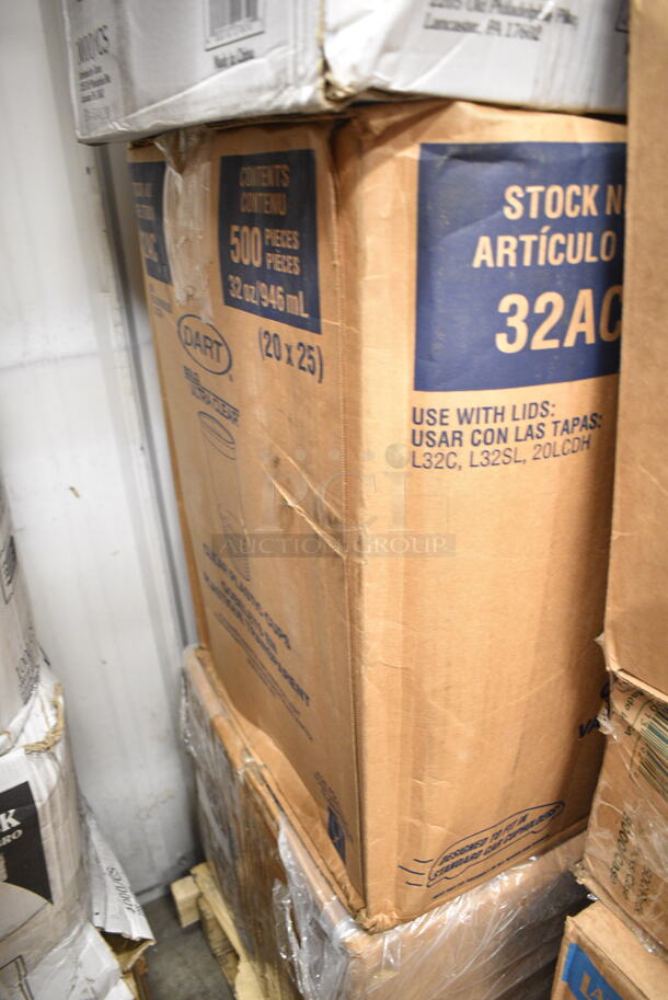 PALLET LOT of 24 BRAND NEW Boxes Including Solo Ultra Clear™ 32AC 32 oz. Customizable Clear PET Plastic Cold Cup - 500/Case, 130HCUTTWR Berk 6 3/4" Individually Wrapped White Heavy Weight Plastic Teaspoon - 1000/Case, 130BKFKH Choice Black Heavy Weight Wrapped Plastic Cutlery Pack with Fork and Knife - 250/Case, 4 Box 28-1137-31 Creative Converting 28113731 10" Navy Blue Plastic Plate - 240/Case, 2 Box 5001RT800B Lavex 8" White Hardwound Paper Towel, 800 Feet / Roll - 6/Case, 966LOWFLDDN Choice Kraft Natural Junior Low-Fold 6" x 12" Dispenser Napkin - 8000/Case, Dart 85HT3R 8" x 8" x 3" White Foam Three-Compartment Square Take Out Container with Perforated Hinged Lid - 200/Case, 347SLWG12A Visions 12 oz. Heavy Weight Clear Plastic Stemless Angled Wine Glass - 64/Case. 24 Times Your Bid!   - Image 2 of 12