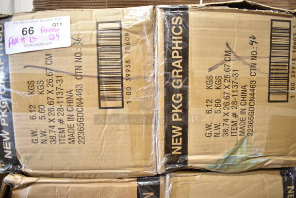 PALLET LOT of 24 BRAND NEW Boxes Including Solo Ultra Clear™ 32AC 32 oz. Customizable Clear PET Plastic Cold Cup - 500/Case, 130HCUTTWR Berk 6 3/4" Individually Wrapped White Heavy Weight Plastic Teaspoon - 1000/Case, 130BKFKH Choice Black Heavy Weight Wrapped Plastic Cutlery Pack with Fork and Knife - 250/Case, 4 Box 28-1137-31 Creative Converting 28113731 10" Navy Blue Plastic Plate - 240/Case, 2 Box 5001RT800B Lavex 8" White Hardwound Paper Towel, 800 Feet / Roll - 6/Case, 966LOWFLDDN Choice Kraft Natural Junior Low-Fold 6" x 12" Dispenser Napkin - 8000/Case, Dart 85HT3R 8" x 8" x 3" White Foam Three-Compartment Square Take Out Container with Perforated Hinged Lid - 200/Case, 347SLWG12A Visions 12 oz. Heavy Weight Clear Plastic Stemless Angled Wine Glass - 64/Case. 24 Times Your Bid!   - Image 6 of 12