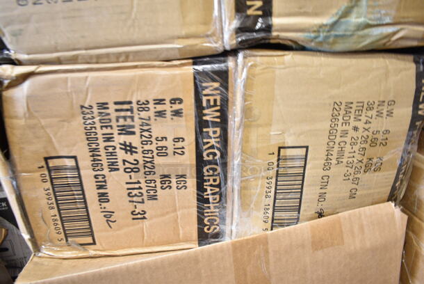 PALLET LOT of 24 BRAND NEW Boxes Including Solo Ultra Clear™ 32AC 32 oz. Customizable Clear PET Plastic Cold Cup - 500/Case, 130HCUTTWR Berk 6 3/4" Individually Wrapped White Heavy Weight Plastic Teaspoon - 1000/Case, 130BKFKH Choice Black Heavy Weight Wrapped Plastic Cutlery Pack with Fork and Knife - 250/Case, 4 Box 28-1137-31 Creative Converting 28113731 10" Navy Blue Plastic Plate - 240/Case, 2 Box 5001RT800B Lavex 8" White Hardwound Paper Towel, 800 Feet / Roll - 6/Case, 966LOWFLDDN Choice Kraft Natural Junior Low-Fold 6" x 12" Dispenser Napkin - 8000/Case, Dart 85HT3R 8" x 8" x 3" White Foam Three-Compartment Square Take Out Container with Perforated Hinged Lid - 200/Case, 347SLWG12A Visions 12 oz. Heavy Weight Clear Plastic Stemless Angled Wine Glass - 64/Case. 24 Times Your Bid!   - Image 7 of 12