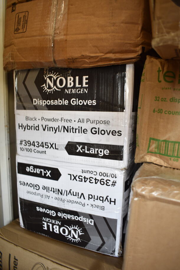 PALLET LOT of 27 BRAND NEW Boxes Including 128HD16COMBO ChoiceHD 16 oz. Microwavable Translucent Plastic Deli Container and Lid Combo Pack - 240/Case, 2 Box 394345XL Noble NexGen Powder-Free Disposable Black Hybrid 3 Mil Thick Gloves - Extra Large - 1000/Case, 2 Box 129MCR38B Choice 38 oz. Black Round Microwavable Heavy Weight Container with Lid - 150/Case, Tellus 32 oz Disposable Bowls, 500TO963C2 Choice 9" x 6" x 3" Microwaveable 2-Compartment Black / Clear Plastic Hinged Container - 100/Case, 5001RT800N Lavex 8" Natural Kraft Hardwound Paper Towel, 800 Feet / Roll - 6/Case, 4339BULK Choice 9" White Uncoated Paper Plate - 1000/Case, 124B31American Metalcraft B31 8 oz. Stainless Steel Round Sauce Cup, 999P325B Choice 3.25 oz. Black Plastic Souffle Cup / Portion Cup - 100/Pack, 433NHT101H Choice 1/6 Standard Size White "Thank You" Medium-Duty Plastic T-Shirt Bag - 1000/Case, DBP09W Dixie Basic 8 1/2" White Light Weight Paper Plate - 500/Case, Umbrella Canopy, 63055-0075 Solut Black Elegance Round Coated Corrugated Catering / Deli Tray 12" - 75/Case, 2 Box 130HBKCUTFW Visions Individually Wrapped Black Heavy Weight Plastic Fork - 1000/Case, 795PTOKFT2 Choice Kraft Microwavable Folded Paper #2 Take-Out Container 7 3/4" x 5 1/2" x 1 7/8" - 200/Case, 63274346 Gain 74346 38 oz. Original Liquid Dish Soap - 8/Case. 27 Times Your Bid!   - Image 3 of 12