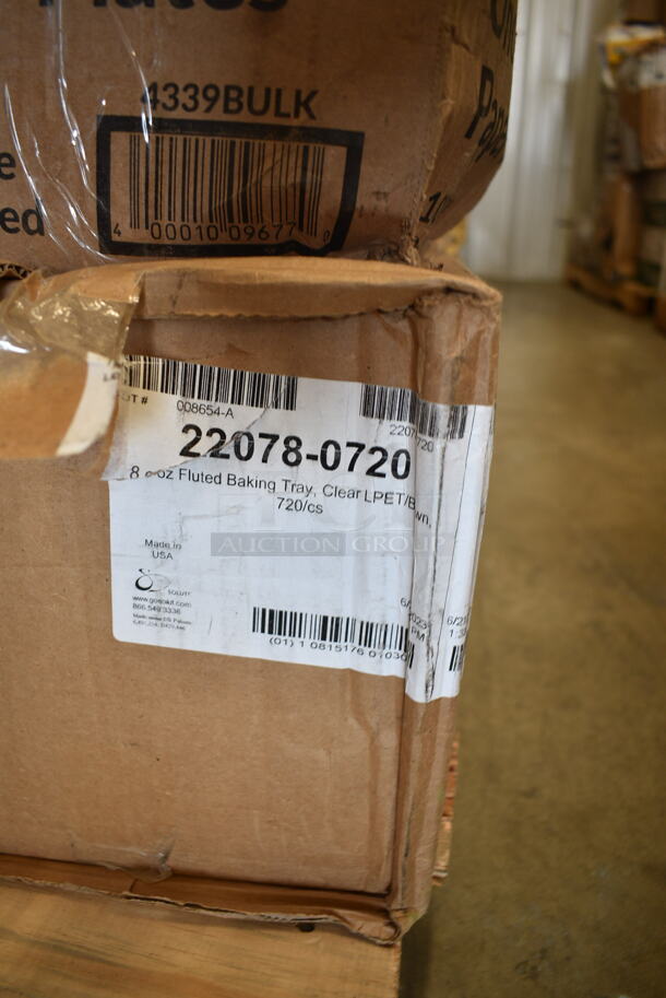 PALLET LOT of 27 BRAND NEW Boxes Including 128HD16COMBO ChoiceHD 16 oz. Microwavable Translucent Plastic Deli Container and Lid Combo Pack - 240/Case, 2 Box 394345XL Noble NexGen Powder-Free Disposable Black Hybrid 3 Mil Thick Gloves - Extra Large - 1000/Case, 2 Box 129MCR38B Choice 38 oz. Black Round Microwavable Heavy Weight Container with Lid - 150/Case, Tellus 32 oz Disposable Bowls, 500TO963C2 Choice 9" x 6" x 3" Microwaveable 2-Compartment Black / Clear Plastic Hinged Container - 100/Case, 5001RT800N Lavex 8" Natural Kraft Hardwound Paper Towel, 800 Feet / Roll - 6/Case, 4339BULK Choice 9" White Uncoated Paper Plate - 1000/Case, 124B31American Metalcraft B31 8 oz. Stainless Steel Round Sauce Cup, 999P325B Choice 3.25 oz. Black Plastic Souffle Cup / Portion Cup - 100/Pack, 433NHT101H Choice 1/6 Standard Size White "Thank You" Medium-Duty Plastic T-Shirt Bag - 1000/Case, DBP09W Dixie Basic 8 1/2" White Light Weight Paper Plate - 500/Case, Umbrella Canopy, 63055-0075 Solut Black Elegance Round Coated Corrugated Catering / Deli Tray 12" - 75/Case, 2 Box 130HBKCUTFW Visions Individually Wrapped Black Heavy Weight Plastic Fork - 1000/Case, 795PTOKFT2 Choice Kraft Microwavable Folded Paper #2 Take-Out Container 7 3/4" x 5 1/2" x 1 7/8" - 200/Case, 63274346 Gain 74346 38 oz. Original Liquid Dish Soap - 8/Case. 27 Times Your Bid!   - Image 8 of 12