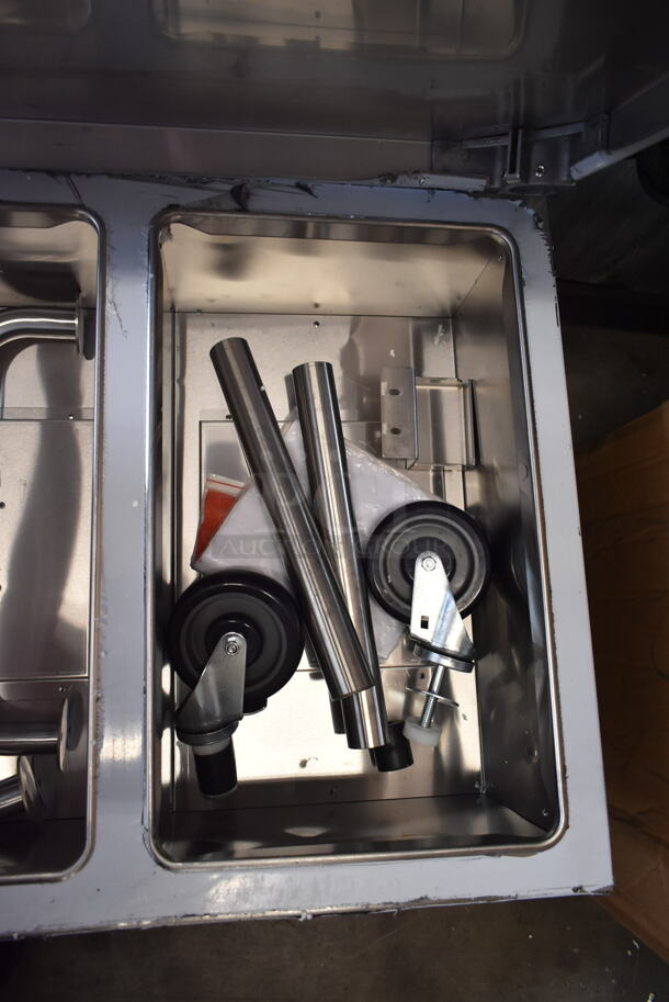 BRAND NEW SCRATCH AND DENT! Backyard Pro 554BPGST3WLP Stainless Steel Commercial Three Pan Open Well Mobile Liquid Propane Outdoor Steam Table with Undershelf. 10,500 BTU - Image 4 of 7