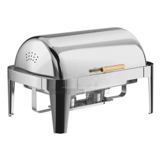 2 BRAND NEW SCRATCH AND DENT! Acopa Supreme 8 Qt. Full Size Gold Accent Roll Top Chafer. 2 Times Your Bid! 