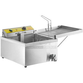 BRAND NEW SCRATCH AND DENT! Carnival King 382DFC44001 Stainless Steel Commercial Countertop 25 lb. Funnel Cake / Donut Fryer. 240 Volts, 1 Phase. 