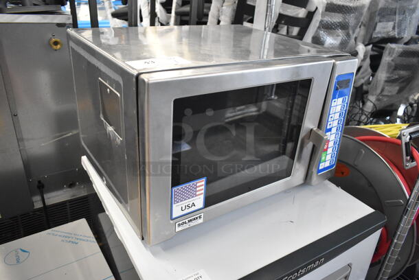 BRAND NEW SCRATCH AND DENT! 2024 Solwave SWA12T Ameri-Series Medium-Duty Stainless Steel Commercial Microwave with Push Button Controls. 120 Volts, 1 Phase.  - Image 3 of 7