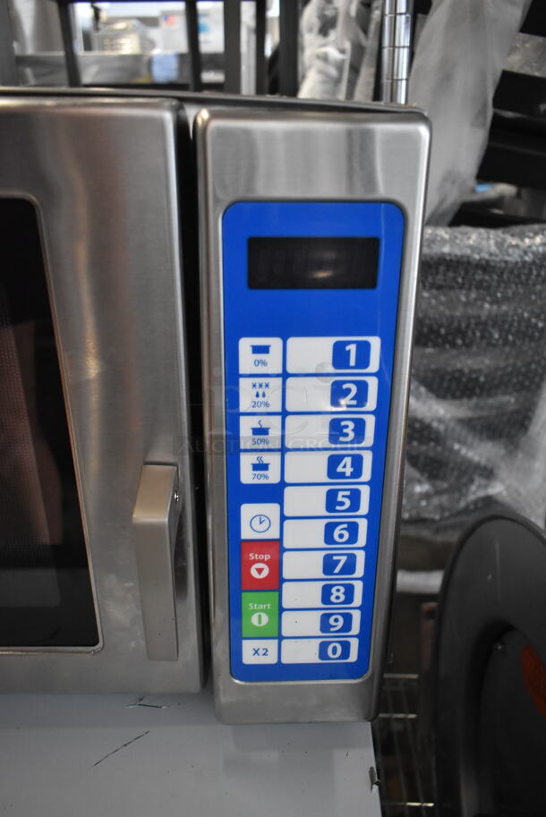 BRAND NEW SCRATCH AND DENT! 2024 Solwave SWA12T Ameri-Series Medium-Duty Stainless Steel Commercial Microwave with Push Button Controls. 120 Volts, 1 Phase.  - Image 4 of 7