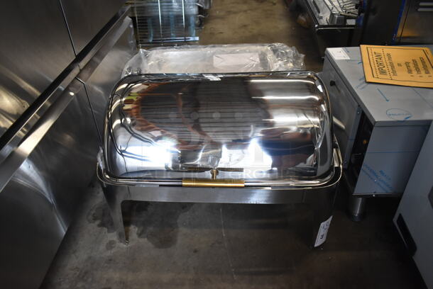2 BRAND NEW SCRATCH AND DENT! Acopa Supreme 8 Qt. Full Size Gold Accent Roll Top Chafer. 2 Times Your Bid!  - Image 2 of 5