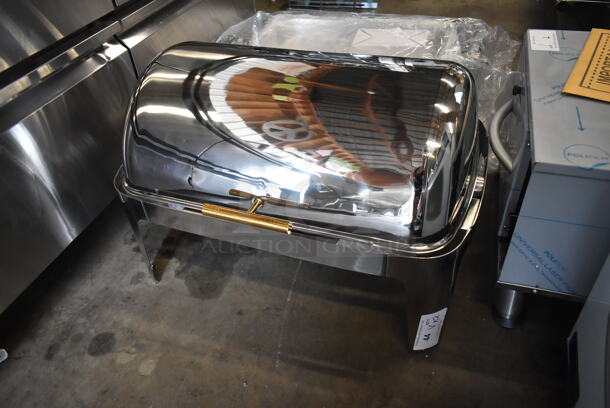 2 BRAND NEW SCRATCH AND DENT! Acopa Supreme 8 Qt. Full Size Gold Accent Roll Top Chafer. 2 Times Your Bid!  - Image 3 of 5