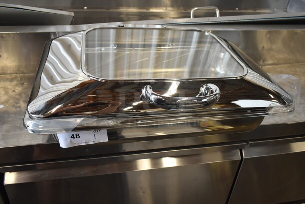 BRAND NEW SCRATCH AND DENT! Acopa Voyage 8 Qt. Full Size Stainless Steel Induction Chafer with Glass Top and Soft-Close Lid - Image 2 of 7