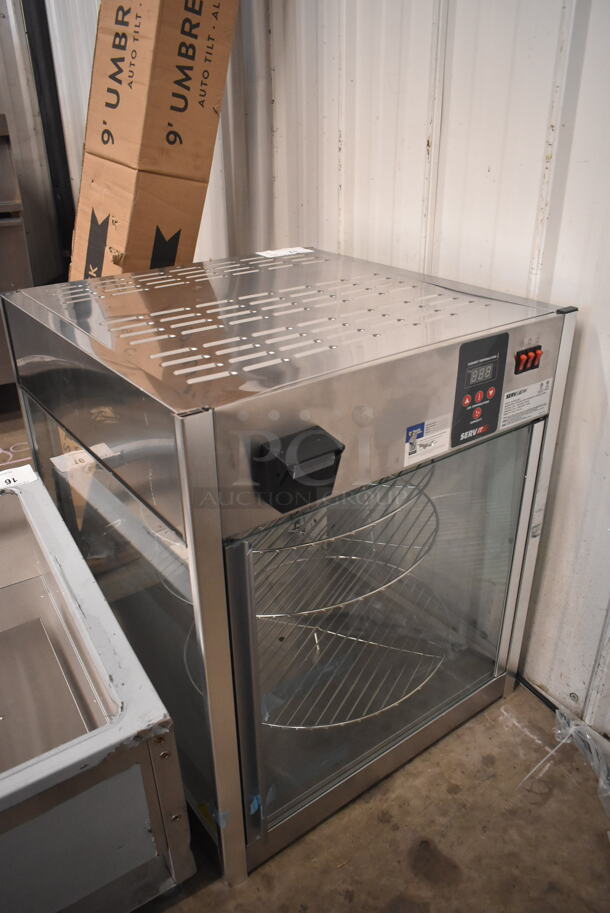 BRAND NEW SCRATCH AND DENT! ServIt 423ODW18D2 Stainless Steel Commercial Countertop 18" Self-Service Pizza Warmer with 4-Shelf Rotating Rack. 120 Volts, 1 Phase. Tested and Working! - Image 3 of 7