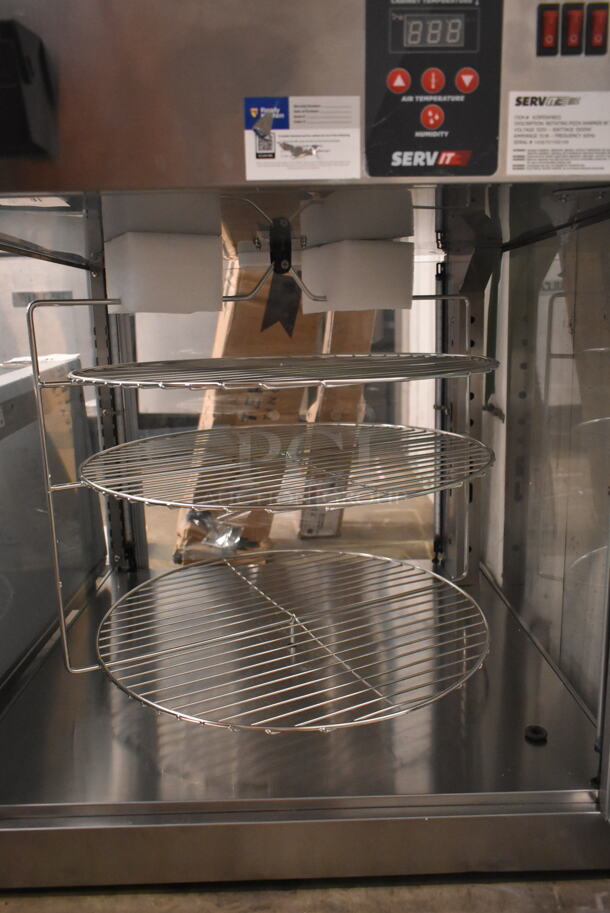 BRAND NEW SCRATCH AND DENT! ServIt 423ODW18D2 Stainless Steel Commercial Countertop 18" Self-Service Pizza Warmer with 4-Shelf Rotating Rack. 120 Volts, 1 Phase. Tested and Working! - Image 5 of 7
