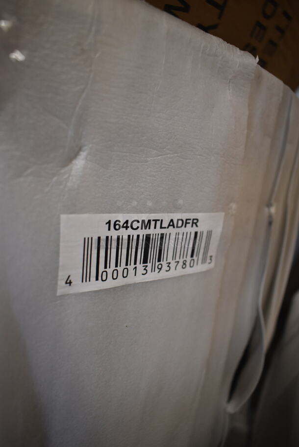 16 BRAND NEW SCRATCH AND DENT! Lancaster Table & Seating 164CMTLADFR  Black Finish Ladder Back Chair Frames with 4 Boxes of 4 164CUSHMTLRD Red 2 1/2" Black Vinyl Padded Seat. 16 Times Your Bid!  - Image 7 of 7