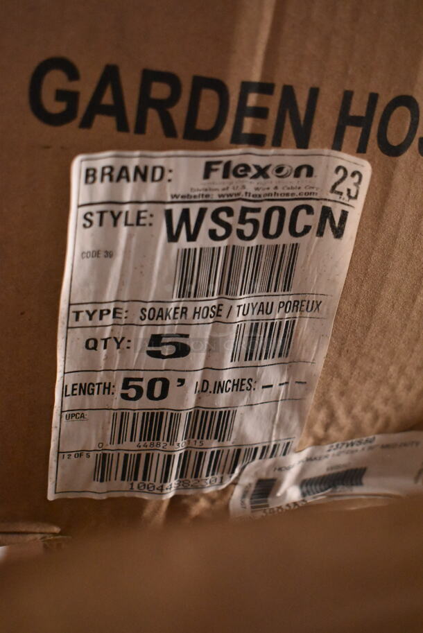 2 Boxes of 5 BRAND NEW SCRATCH AND DENT! Flexon WS50CN 50' Soaker Hose. 2 Times Your Bid!  - Image 4 of 4