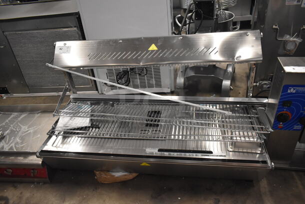 BRAND NEW SCRATCH AND DENT! ServIt 423HDM48SA Stainless Steel Commercial Countertop 48" Self / Full Service 3 Shelf Countertop Heated Display Case with Sliding Doors. See Pictures for Damage. 120 Volts, 1 Phase. Tested and Powers On But Does Not Get Warm - Image 1 of 6