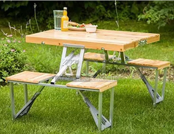 BRAND NEW SCRATCH AND DENT! Leisure Season PFT12 Portable Folding Picnic Table. May Be Missing Pieces. - Image 1 of 3