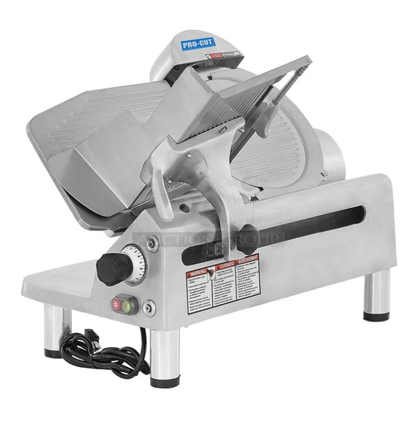 BRAND NEW SCRATCH AND DENT! 2024 Pro-Cut KMS-13 Stainless Steel Commercial Countertop 13" Automatic Meat Slicer w/ Blade Sharpener. 115 Volts, 1 Phase. Tested and Working! - Image 1 of 9