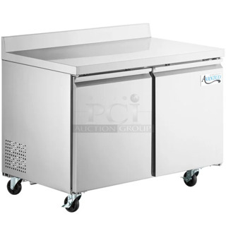 BRAND NEW SCRATCH AND DENT! 2023 Avantco 178SSWT48FHC Stainless Steel Commercial 2 Door Work Top Freezer. 115 Volts, 1 Phase. Tested and Working!