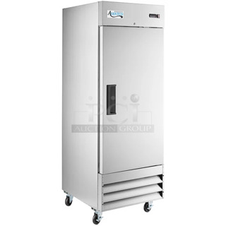 BRAND NEW SCRATCH AND DENT! 2024 Avantco 178A23RHC Stainless Steel Commercial Single Door Reach In Cooler w/ Poly Coated Racks on Commercial Casters. 115 Volts, 1 Phase. Tested and Working!