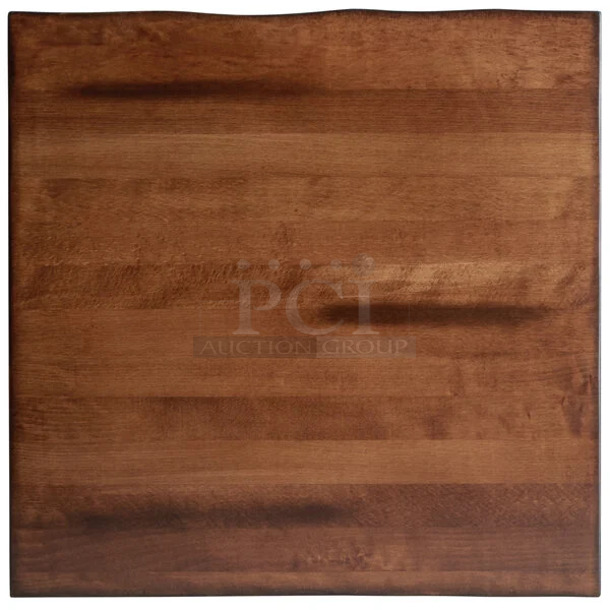 2 BRAND NEW SCRATCH AND DENT! Lancaster Table & Seating 3492424ANTWA Industrial 24" x 24" Solid Wood Live Edge Table Top with Antique Walnut Finish. 2 Times Your Bid! May Be Missing Pieces.  - Image 1 of 4