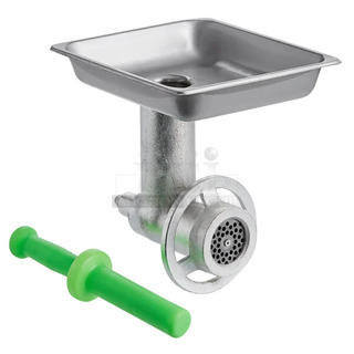 BRAND NEW SCRATCH AND DENT! 190m22hga Metal Commercial Meat Grinder Attachment w/ Tray and Pusher for #22 Hub