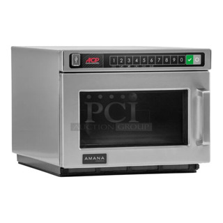 BRAND NEW SCRATCH AND DENT! 2024 Amana HDC212 Heavy-Duty Stainless Steel Commercial Microwave. 208/240 Volts, 1 Phase. 