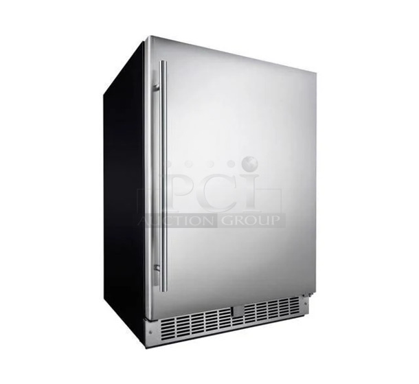 BRAND NEW SCRATCH AND DENT! Danby DAR055D1BSSPRO Silhouette Aragon Stainless Steel Outdoor Single Door Undercounter Refrigerator. 115 Volt, 1 Phase. Tested and Working! - Image 1 of 6