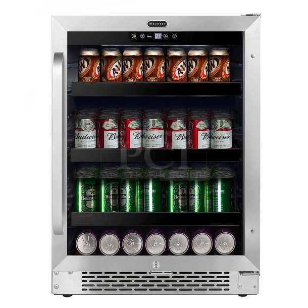 	BRAND NEW SCRATCH AND DENT! Whynter BBR-148SB Built In 148 Can Stainless Steel Wine Refrigerator Merchandiser with Reversible Door and Digital Control. 115 Volts, 1 Phase. Tested and Working! - Image 1 of 5