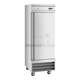 BRAND NEW SCRATCH AND DENT! 2023 Avantco 178SS1RHC Stainless Steel Commercial Single Door Reach In Cooler w/ Poly Coated Racks on Commercial Casters. 110-120 Volts, 1 Phase. Tested and Working!