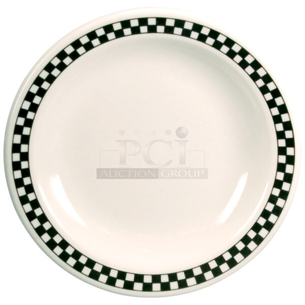 6 Boxes of 24 BRAND NEW! Steelite B061 P200 NR Plate 6-1/2" Red Checkerboard Rim. 6 Times Your Bid!  - Image 1 of 5