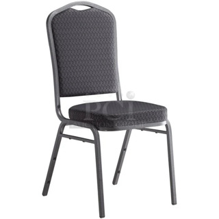 40 BRAND NEW SCRATCH AND DENT! Lancaster Table & Seating 164BNQCRBLK  Black Pattern Fabric Crown Back Stackable Banquet Chair with Silver Vein Frame. 40 Times Your Bid!