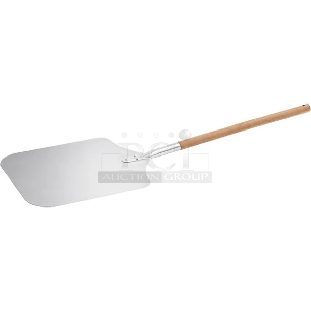 2 BRAND NEW SCRATCH AND DENT! Choice 407PPA141637 14" x 16" Aluminum Pizza Peel with 21" Wooden Handle. 2 Times Your Bid! - Image 1 of 6