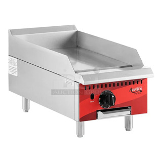 BRAND NEW SCRATCH AND DENT! Avantco 177CAG15TG Chef Series CAG-15-TG 15" Countertop Natural Gas Griddle with Thermostatic Controls. See Pictures for Dents. 35,000 BTU
