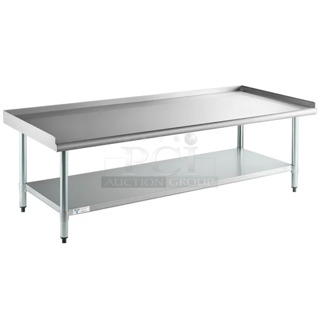 BRAND NEW SCRATCH AND DENT! Steelton 522SG3072 30" x 72" 18-Gauge Stainless Steel Equipment Stand with Undershelf and Galvanized Legs. May Be Missing Pieces. 