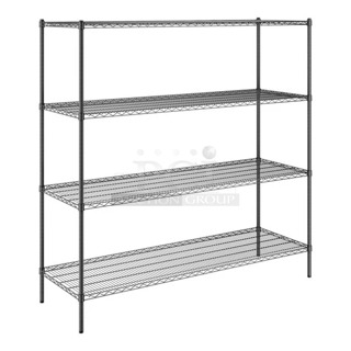 BRAND NEW SCRATCH AND DENT! Steelton 465B2472KE4 24" x 72" NSF Black Epoxy 4-Shelf Kit with 72" Posts. May Be Missing Pieces. 