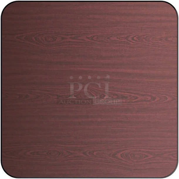 3 BRAND NEW SCRATCH AND DENT! Lancaster Table & Seating 3492424TCB 24" x 24" Square Reversible Cherry / Black Laminated Table Top. 3 Times Your Bid! May Be Missing Pieces.  - Image 1 of 3